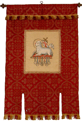 Rote Fahne mit dem Lamm